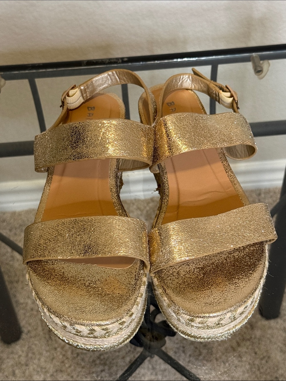 BamBoo Gold Metallic Platform Espadrille Sandals Sz 8